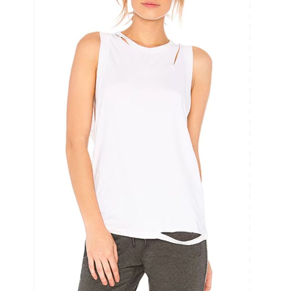 Alala Sleeveless Slash Ripped Tank Top White Size Small